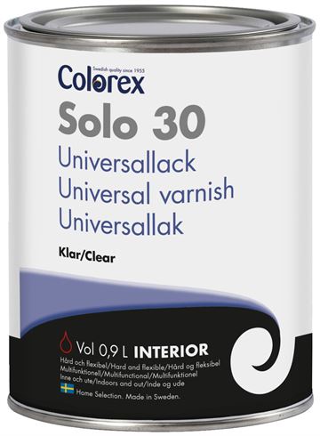 Universallak - Colorex - klar lysægte uretanalkydlak - oliebaseret - Solo 30 - Halvblank - 0,9 l